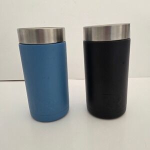 RTIC 12oz Slim Can Cooler Set of 2 Blue Black Stainless Steel Vacuum Insulated